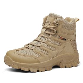 Large Size Combat Boots Men Desert Camping Non-slip Wear-resistant Sport High Top Footwear Outdoor Mountaineering Casual Shoes - Beige - 40