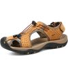 Men Summer Sandal Cow Leather Hiking Sandal Man Beach Sandal Outdoor Casual Shoe High Quality Leather Aqua Shoes Plus Size 46 - Camel - 43