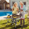 Adjustable Heavy-Duty Outdoor Folding Camping Table - Silver - Camping Table