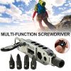 1pc Multifunctional Keychain Tool Kit; Mini EDC Pocket Screwdriver Set; Bottle Opener; LED Flashlight For Outdoor Camping Fishing Hiking - Black