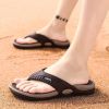 Men's flip-flops; breathable beach shoes; massage soles; men's sandals - Black - 45