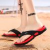 Men's flip-flops; breathable beach shoes; massage soles; men's sandals - Black - 45
