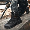 Large Size Combat Boots Men Desert Camping Non-slip Wear-resistant Sport High Top Footwear Outdoor Mountaineering Casual Shoes - Black - 43