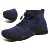 Outdoor Mesh Fly Weaving Sports Hiking Shoes Men Big Child Fashion Breathable High-top Climbing Amphibious Walking Elastic Laces - 319 navy blue - 44