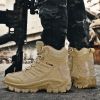 Large Size Combat Boots Men Desert Camping Non-slip Wear-resistant Sport High Top Footwear Outdoor Mountaineering Casual Shoes - Beige - 40