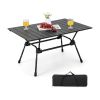 Adjustable Heavy-Duty Outdoor Folding Camping Table - Black - Camping Table