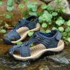 Men Summer Sandal Cow Leather Hiking Sandal Man Beach Sandal Outdoor Casual Shoe High Quality Leather Aqua Shoes Plus Size 46 - Camel - 44