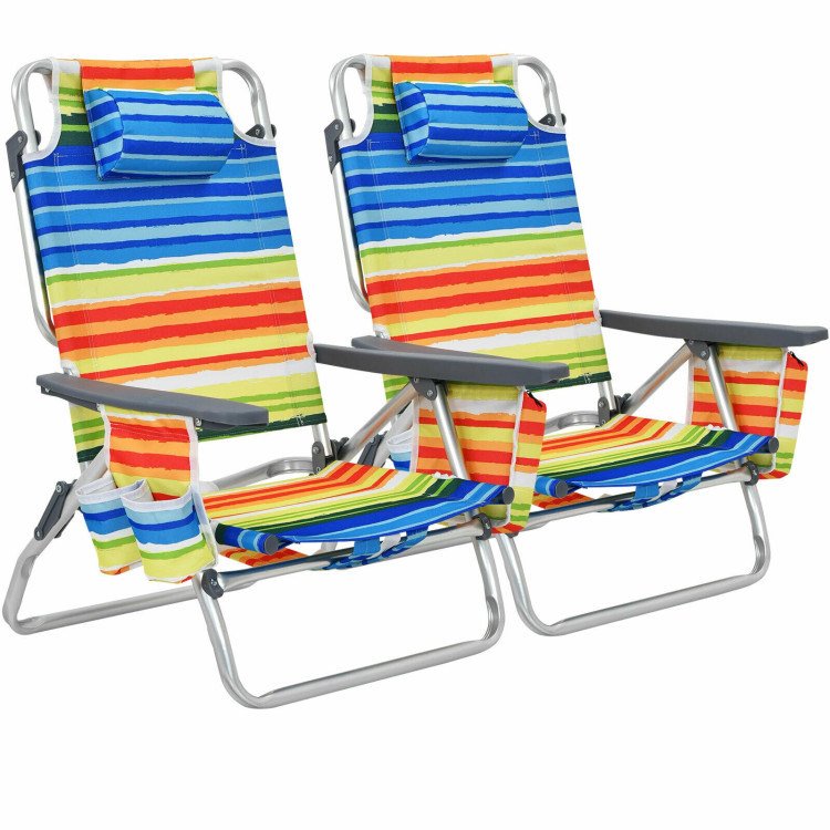 2 Pieces Folding Backpack Beach Chair with Pillow 2 Pieces Folding Backpack Beach Chair with Pillow